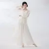 Top de Treino de Dança Clássica Feminino com Babado e Manga Lanterna Cardigan Leve Roupa Externa Fluida para Movimento Corporal Dança Chinesa