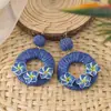 Aretes Florales Hechos a Mano de Rafia Estilo Festivo, Aretes Étnicos de Gama Alta de Nicho, Aretes Únicos y Hermosos al por Mayor