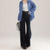 2025 Jeans de Cintura Alta Versátil Retro Confortável com Stretch Roupa Externa Calças de Perna Larga Emagrecedoras Azul Cinza Feminino