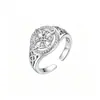 Anillo Bicolor de Zirconia con Baño de Oro Real, Cruz de Oro de 18K, Nudo Celta Transfronterizo, Diseño de Nicho, Joyería de Anillo de Alta Gama