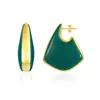 Brincos Bv Novo Retrô Esmalte Gota de Óleo Geométricos Triangulares Tridimensionais Tendência Elegante Popular Único