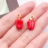 Amazon Handmade Pingentes de Frutas Esmaltados 3D Liga Metálica Morango Melancia Pimenta Milho Acessórios para Joias DIY