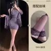 Ropa interior sexy chica sexy caliente nuevo cárdigan chal morado chino con encaje hueco vestido de cuello cheongsam