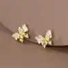 Pendientes Nuevos de Mariposa Cao Shi Temu para Mujer, Pendientes con Diseño de Pintura al Óleo de Doble Mariposa, Joyería Elegante Fresca Pequeña para Dama