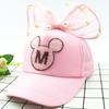 Chapéu verão Mickey cabeça desenho animado crianças proteção solar boné de pico M padrão grande laço bebê menina malha boné de beisebol