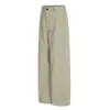 Calça de Trabalho Rumei Estilo Retrô Americano Patchwork Desconstruído Lavada para Homens, Primavera High Street Solta de Perna Larga Comprimento Total