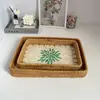 Bandeja de cáscara de ratán vietnamita, bandeja rectangular para frutas, cesta de ratán, cesta tejida para el desayuno, cesta de pan estilo japonés, cesta de bocadillos