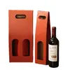 Caja de Papel Kraft Caja Portátil para Vino Bolsa de Empaque para Regalo Caja de Papel Kraft de una/dos Botellas Caja de Regalo Caja para Vino con Impresión de Logo