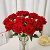 Simulación transfronteriza flor de rosa de franela flor de rosa artificial de boda para el hogar decoración de boda a mano cascada flor de rosa de simulación