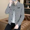 Ropa de Trabajo Otoño e Invierno Chaqueta de Lana Príncipe de Gales para Hombre Ropa Casual para Hombre Estilo Urbano de Gama Alta Chaqueta Corta Top