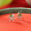 Yuebao Joias Prata Esterlina S925 Hetian Jade Jaspe Folha de Bambu Bambu Contas Redondas Brincos Brincos de Prata Elegantes Ascendentes