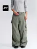 Pantalones de Trabajo Feng Mei Retro Americano de Pierna Ancha Unisex Holgados Streetwear Patchwork Deconstruido Silueta Moderna Casual