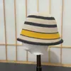 Sombrero de Pescador Patchwork Rayado para Mujer Otoño/Invierno Plegable Casual Versátil Hace que la Cara se Vea Más Pequeña Para Cara al Descubierto Sombrero de Cubo de Moda