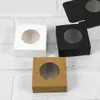 En stock Caja de Papel Kraft de Color Sólido para Ventana Caja Redonda Blanca Transparente para Jabón Caja de Empaque Simple para Guardar Joyería Diaria