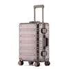 Maleta trolley de aleación de aluminio magnesio, rueda universal, maleta de aleación de aluminio para mujer, 24, maleta metálica con contraseña para cabina, maleta rígida