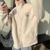Abrigo de manga larga con cuello medio alto y suelto de lana de cordero de imitación de otoño e invierno 2024, nuevo top bonito y cálido para estudiantes que combina con todo.