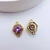 Cobre Banhado a Ouro Zircônia de Alta Retenção de Cor Pingente Duplo Hexagonal Materiais para Acessórios de Pulseira e Colar Feitos à Mão DIY