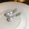 Pendientes de plata con baño de oro real, aguja cuadrada, borla de perla y circonita, pendientes de lujo ligero de alta gama, fabricante de pendientes vintage