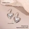 Moda Transfronteriza Europea y Americana Temperamento Pendientes de Acero Inoxidable en Forma de Corazón Pendientes de Diamantes de Lujo Ligero Femeninos Pendientes al por Mayor