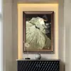 Pintura a Óleo Texturizada para Sala de Estar, Arte de Figura e Floral Estilo Americano, Pintura Decorativa para Sala de Jantar, Grande Mural de Estilo Europeu de Luxo Leve, Vintage