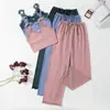 Conjunto de camisola de encaje europeo y americano transfronterizo para casa, ropa interior y pantalón, cómodo y adecuado para usar como prenda exterior, pijama para mujer
