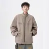 Jaqueta Harrington de Lona Pesada Lavada Masculina Primavera e Outono Marca Tendência High Street Bonita Gola Alta Jaqueta de Trabalho 2025