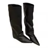 Primer Encuentro Temporada Estilo Coreano Punta Puntiaguda Fruncido Botas Largas para Mujer Otoño Invierno Aumento de Altura Interior de Terciopelo Botas de Caballero Botas Adelgazantes 2026 Adelgazantes