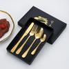 Conjunto de quatro peças de faca, garfo e colher de aço inoxidável 1010 da Amazon para presente em caixa, faca de bife, garfo e colher para restaurante ocidental, colher de sobremesa
