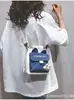Bolsa tiracolo estilo coreano para meninas, bolsa pequena para estudantes, estilo japonês, harajuku, estampa de letras, bolsa de lona macia para meninas
