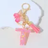 Chaveiro Rosa Transfronteiriço com Lantejoulas de Floco de Neve e Letras com Pingente de Borboleta para Bolsa de Meninas Presente de Festa