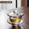 Tazón de té de cristal con tapa y lámina de oro, Tazón de té de cristal con tapa para uso individual, Juego de tapa de tres piezas, Tazón grande de cristal con tapa para té Kung Fu