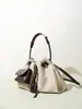 Nova Bolsa Saco Nuvem de Linho e Couro de Couro Genuíno, Versátil de Moda para Viagem, Bolsa Transversal de Alta Qualidade para o Dia a Dia