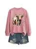 Amazon eBay sitio independiente moda casual versátil mujer patchwork floral manga larga sudadera comercio exterior transfronterizo