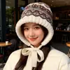 Gorro Fair Isle Tejido de Lana Estilo Coreano Otoño e Invierno Pasamontañas Bolsa Doble Propósito Calentador para Dedos del Pie