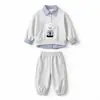 Roupa infantil para meninos, conjunto de moletom de outono, novo estilo primavera e outono 2026, esportivo, legal, estiloso e moderno para crianças maiores