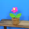 Planta Mini en Maceta Flor Pomposa Tejida a Mano Hilo de Crochet Decoración para Salpicadero de Coche Adorno de Oficina