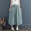 Novedad de Verano Pantalones Culotte de Algodón y Lino Artísticos Retro de Doble Capa de Cintura Alta Casual de Pierna Ancha Plisados para Mujer