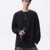 Camiseta de Manga Larga de Moda Ins Estilo Callejero Americano para Hombres y Mujeres Primavera y Otoño Nueva Sudadera con Capucha de Cuello Redondo Camisa de Capa Base para Hombre