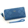 Nuevo Billetero Largo para Mujer Bolso de Mano Simple con Estampado de Cuadros en Relieve de PU Bolso con Cremallera Multi-Tarjeta Bolso para Teléfono Móvil Billetera para Monedas