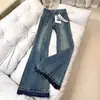 Jeans de Pierna Ancha Acampanados Estilo Retro Americano No Ajustados para Mujer, Novedad de Otoño Tallas Grandes de Cintura Alta que Cubren la Cadera