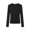 Camiseta blanca de manga larga con cuello en V para otoño e invierno para mujer, nuevo diseño 2026, camiseta básica pura y sexy para chicas con estilo