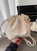 Bolso Cruzado Pequeño Nuevo para Mujer Primavera/Verano 2025, Bolso de Hombro Plegado con Cordón, Elegante Bolso Cubo de Color Sólido con Textura para Viajes Diarios