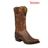 Botas Femininas de Exportação de Tamanho Grande Transfronteiriças Europeias e Americanas Outono e Inverno 2020 Novas Botas de Couro Padrão Crocodilo Salto Grosso Bico Fino Botas de Cavaleiro