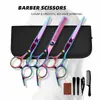 Amazon Best-Seller Transfronterizo Profesional Set de Tijeras para Peluquería, Dientes Planos de Acero Inoxidable 4Cr Colorido, Peluquería Casera para Adultos