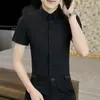 Nova Entrada de Verão 2023 Luxo Leve Nova Camisa Masculina Elástica Antirrugas Sem Ferro Manga Curta Reta