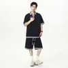 Marca Beijiang Wolf Trend Gola Lapela Novo Conjunto Casual Listrado Esportivo de Manga Curta para Homens Verão 2026 Fino Solto