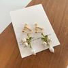 Brincos de orquídea de lírio branco + pulseira + colar ~ Super floresta de fadas primavera novo brinco menina clavícula corrente clipe de orelha