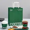 Taza de Café Verde de Moda Taza de Papel Desechable con Tapa Taza de Papel con Doble Recubrimiento en Relieve para Bebidas Calientes y Frías Uso Comercial