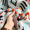 Manta Geométrica con Borlas Estilo Americano 2026, Manta Tejida para Todas las Estaciones, Manta Decorativa, Manta para Aire Acondicionado de Oficina