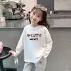 Camiseta de Manga Larga para Niñas con Estampado de Dibujos Animados Lindos, Capa Base, Algodón Puro, Nueva Colección Primavera y Otoño 2026, Cuello Redondo